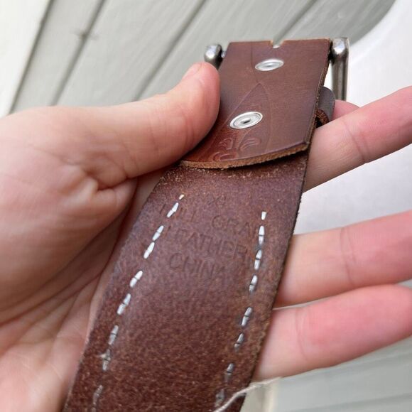 Vintage Studded Leather Belt XL – Floral Embossed Full Grain w/ Interchangeable